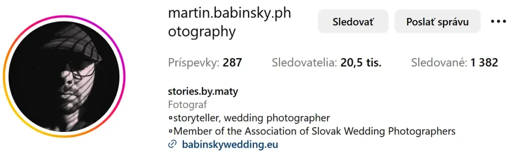 Profil Martina Babinského na Instagrame.