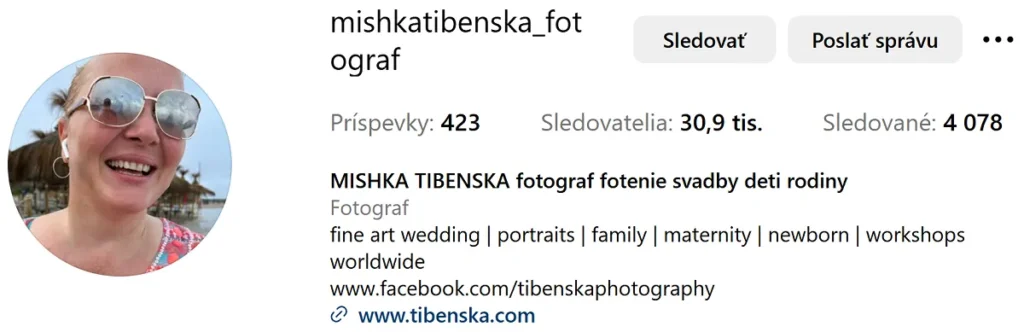 Profil Mishky TibenskejKataríny Šlesárovej na Instagrame.